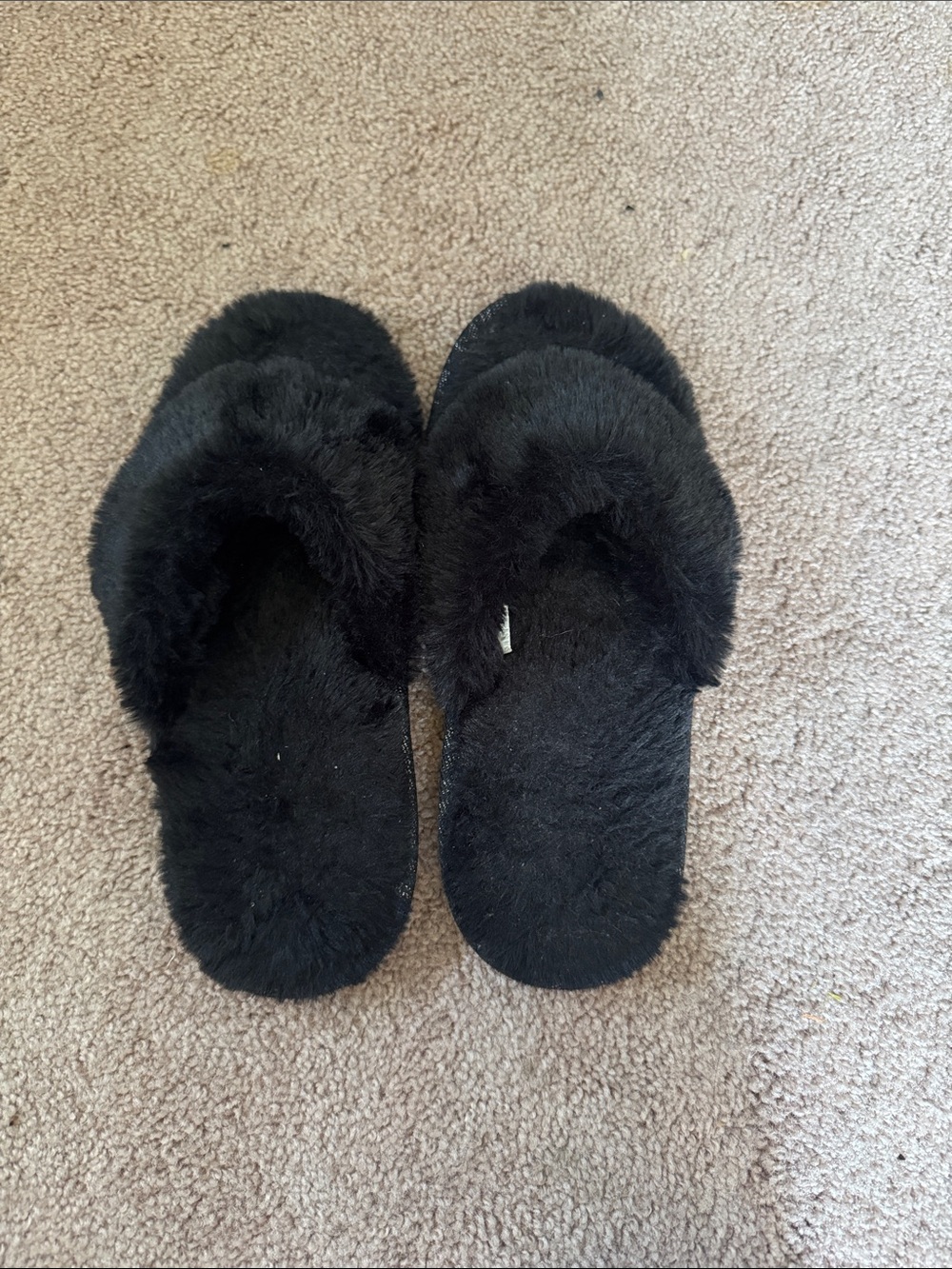 Faux Fur Slide Slippers - Black